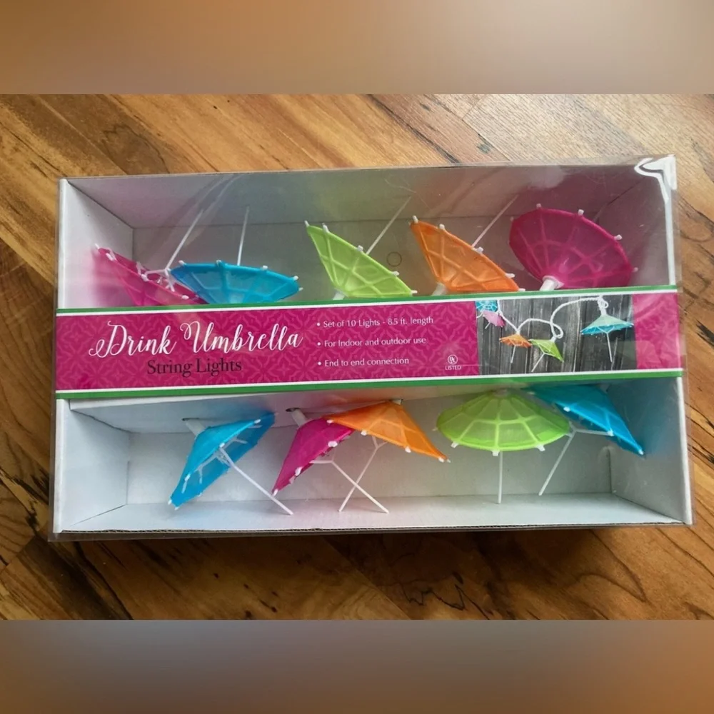 DEI Indoor/Outdoor Colorful Drink Umbrella String Lights 110 Volt